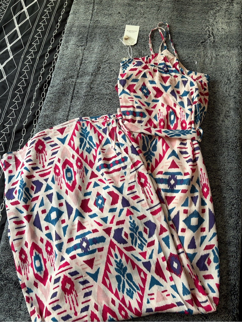 Aztec Print Sleeveless Jumpsuit - Pink Multi
